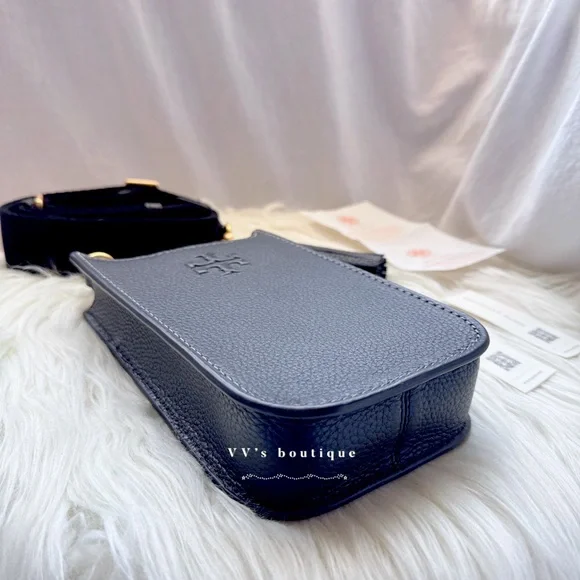 NWT Tory Burch Thea Cellphone Smartphone Pebble Leather Crossbody Black … - Picture 3 of 8